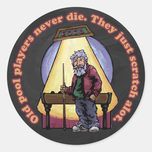 Old Pool Players Classic Round Sticker (Front)