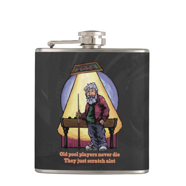 Old Pool Players Hip Flask (Front)