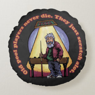 Old Pool Players Round Cushion