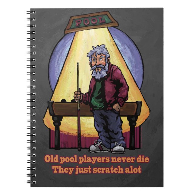 Old Pool players Spiral Notebook (Front)