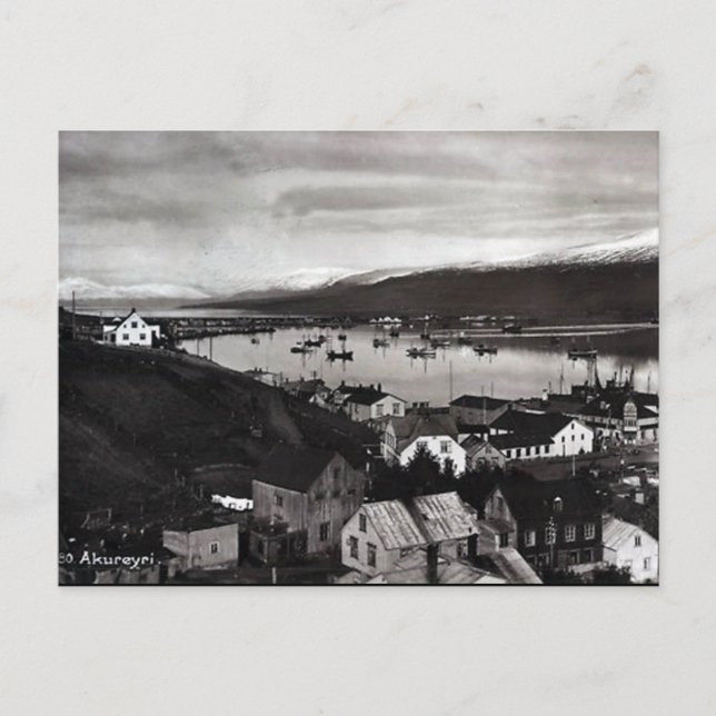 Old Postcard - Akureyri, Iceland (Front)