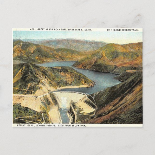 Old Postcard - Arrow Rock Dam, Idaho (Front)