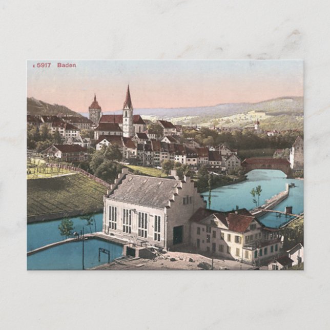 Old Postcard - Baden, Aargau, Switzerland (Front)