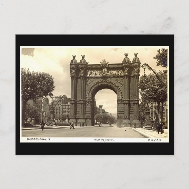 Old Postcard, Barcelona, Arco de Triunfo Postcard (Front)