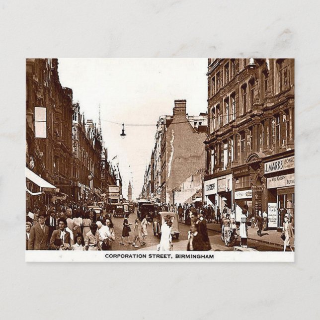 Old Postcard, Birmingham, Corporation St c1950 Postcard (Front)