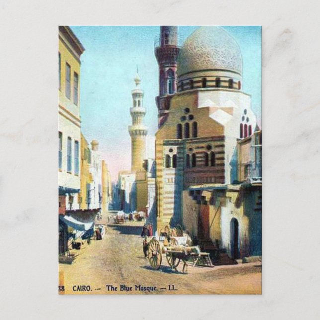 Old Postcard - Blue Mosque, Cairo, Egypt (Front)