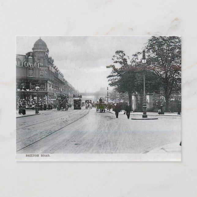 Old Postcard - Brixton Road, London (Front)