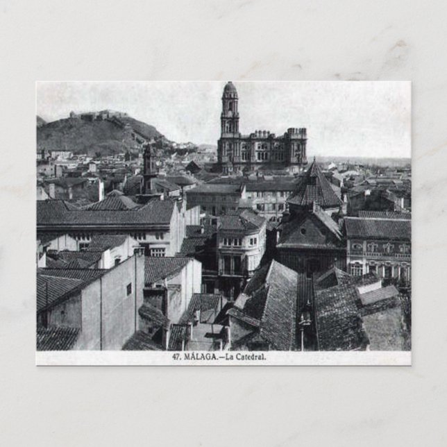 Old Postcard - Cathedral, Malaga, Spain. (Front)