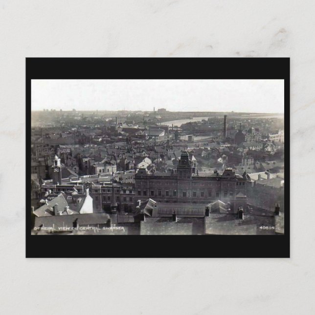 Old Postcard - Central Swansea, Wales (Front)