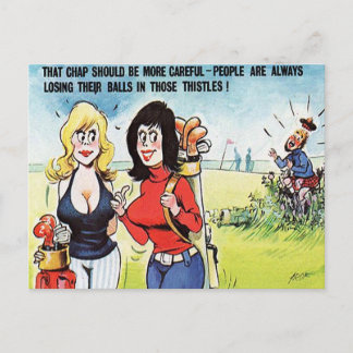 Old Postcard - Comic - Golf