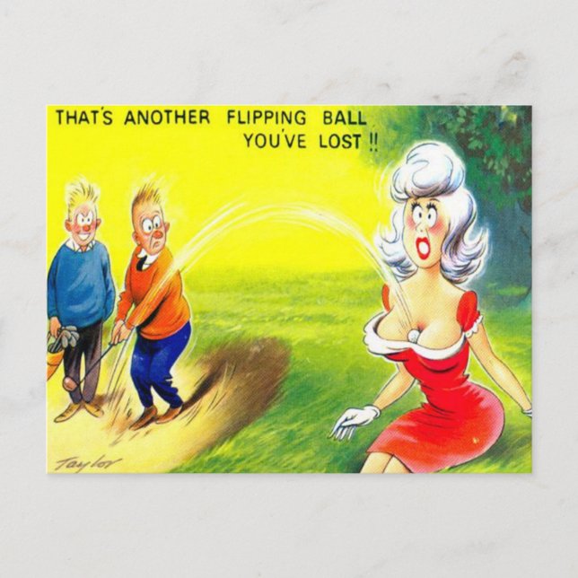 Old Postcard - Comic - Golf - Lost Ball (Front)