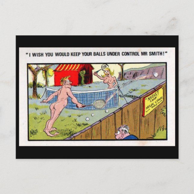 Old Postcard - Comic - Tennis (Front)