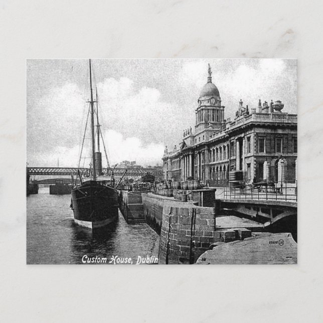 Old Postcard - Custom House, Dublin (Front)