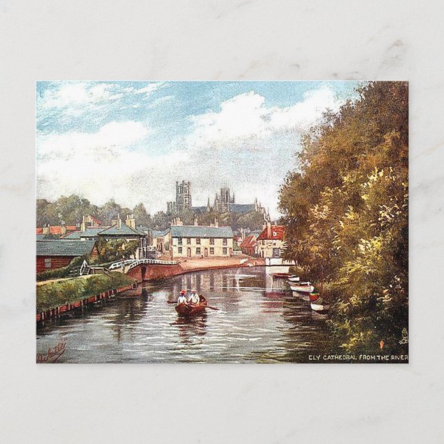 Old Postcard - Ely Cathedral from the River Ouse (Front)
