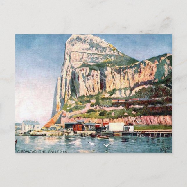 Old Postcard - Gibraltar - the Galleries (Front)