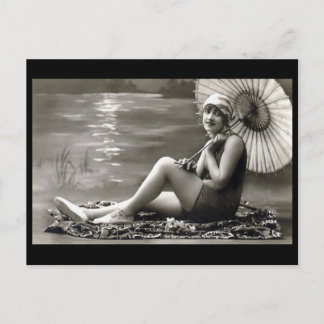 Old Postcard - Girl by the River
