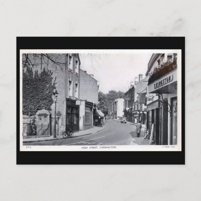 Old Postcard - High St, Carshalton, London. (Front)