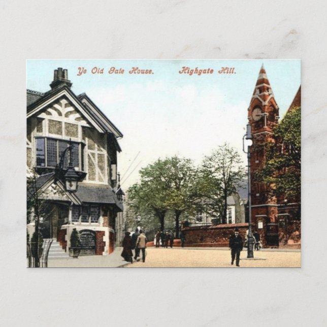 Old Postcard - Highgate Hill, London (Front)