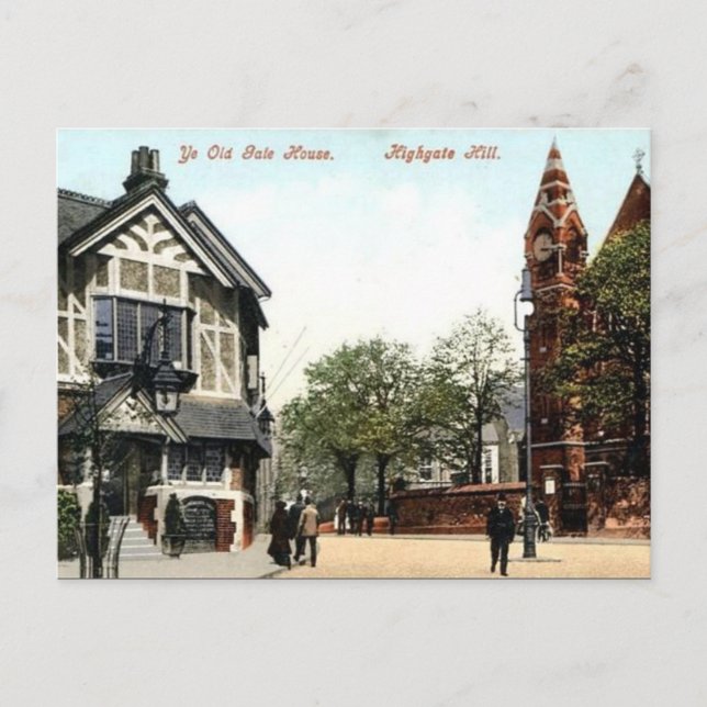 Old Postcard - Highgate Hill, London (Front)