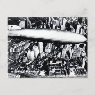 Old Postcard - Hindenburg over Manhattan 1936