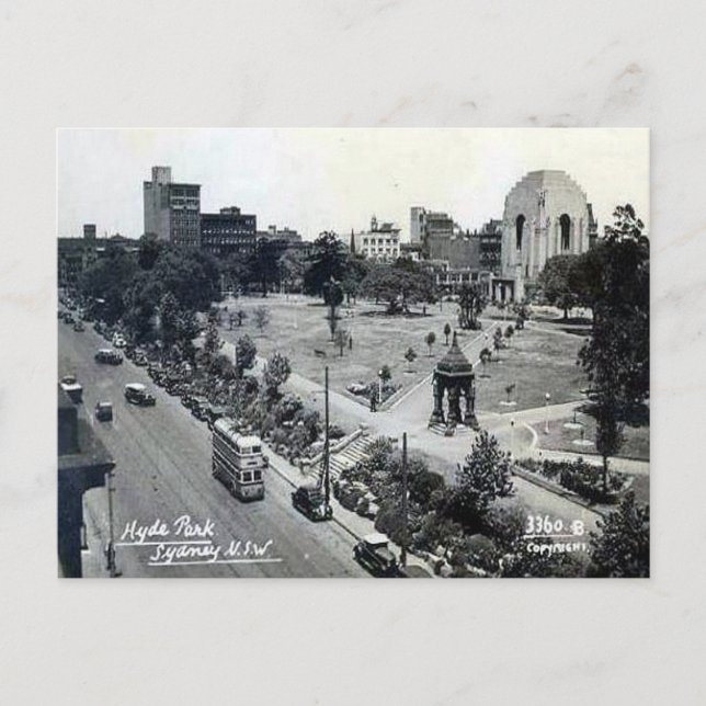 Old Postcard - Hyde Park, Sydney, NSW (Front)