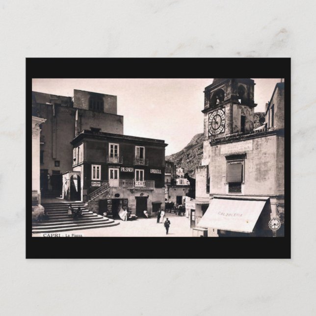 Old Postcard - La Piazza, Capri, Italy (Front)