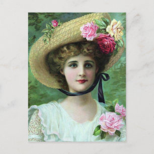 Old Postcard - Lady in a Hat