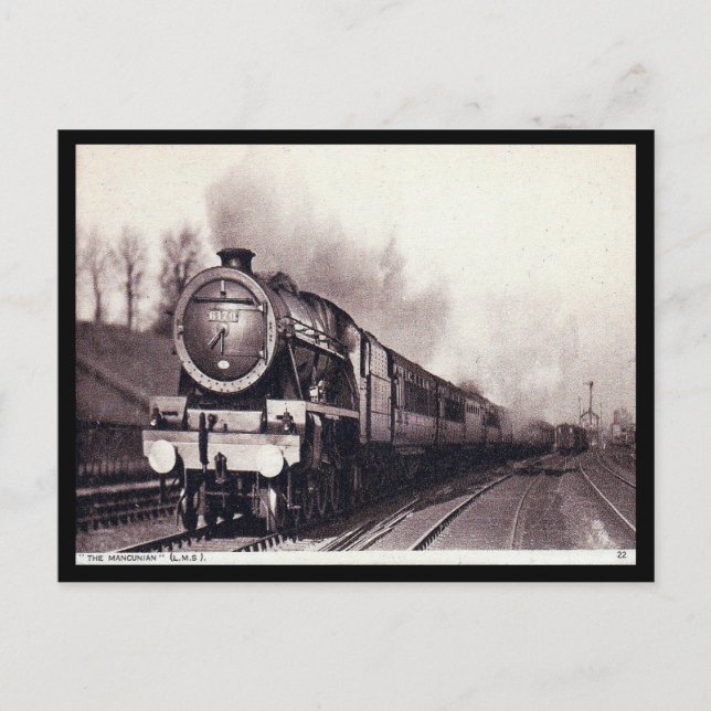 Old Postcard - LMS Train "The Mancunian" (Front)