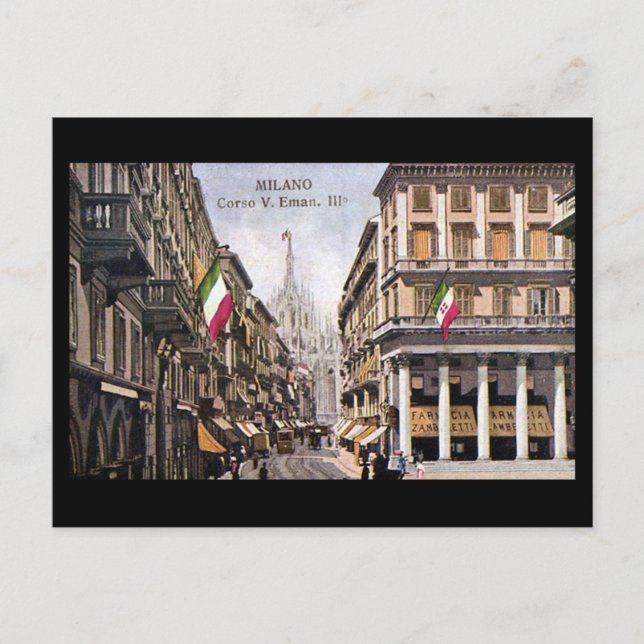 Old Postcard - Milan, Corso Vittorio Emanuele III (Front)