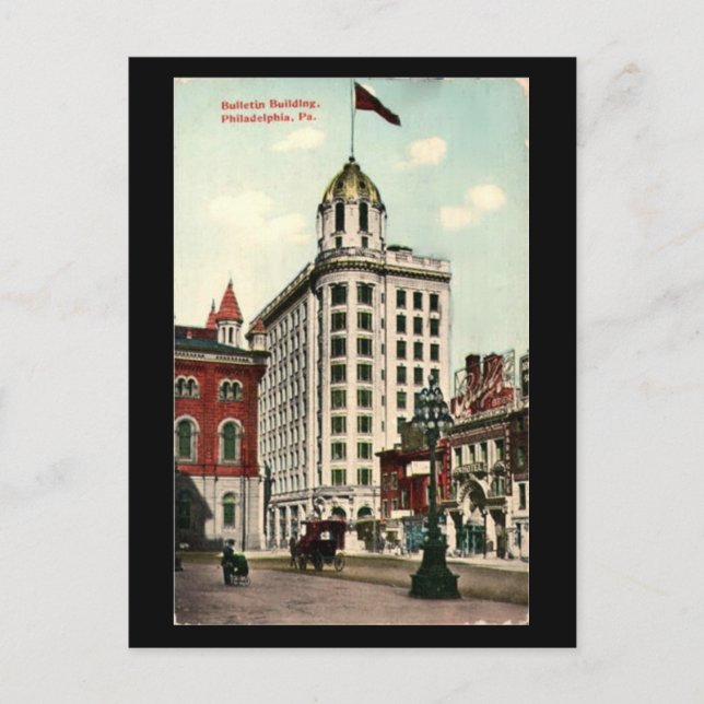 Old Postcard - Philadelphia Bulletin Building (Front)