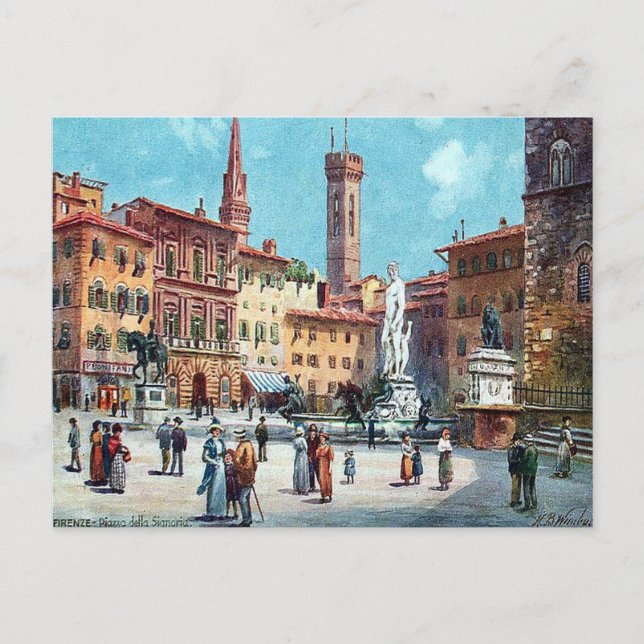 Old Postcard - Piazza della Signoria, Firenze (Front)