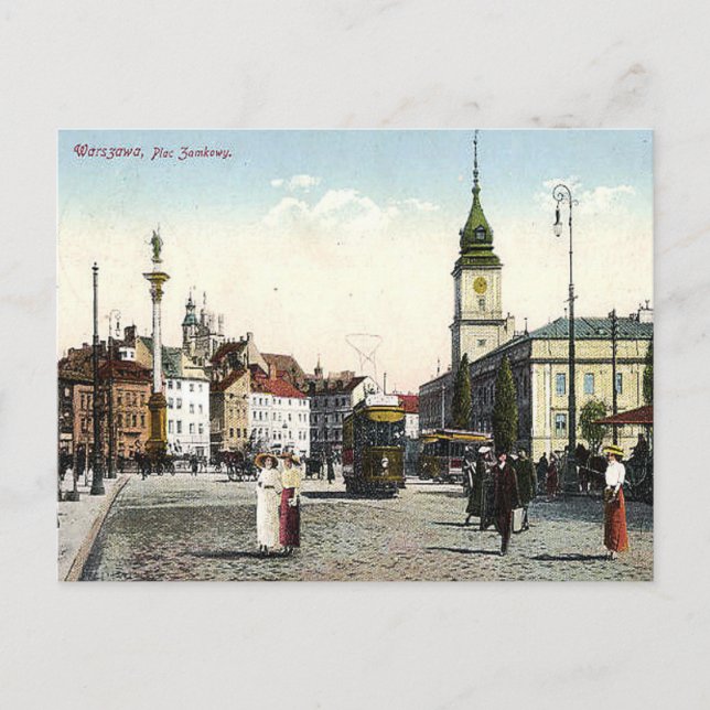 Old Postcard - Plac Zamkowy, Warsaw, Poland (Front)
