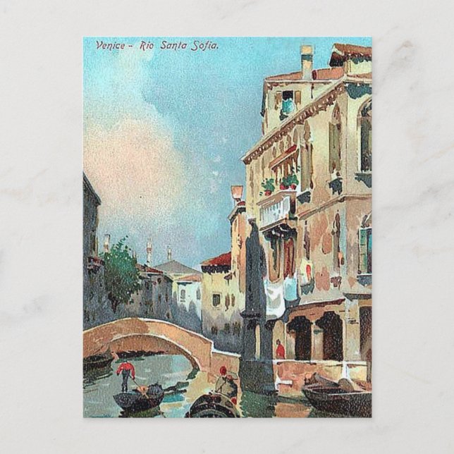 Old Postcard - Rio Santa Sofia, Venice (Front)