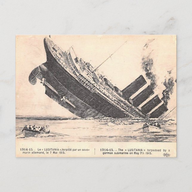 Old Postcard - RMS Lusitania (Front)