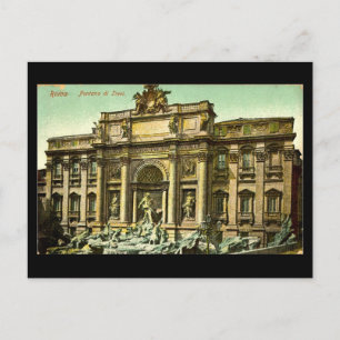 Old Postcard, Rome, Fontana di Trevi in 1908 Postcard