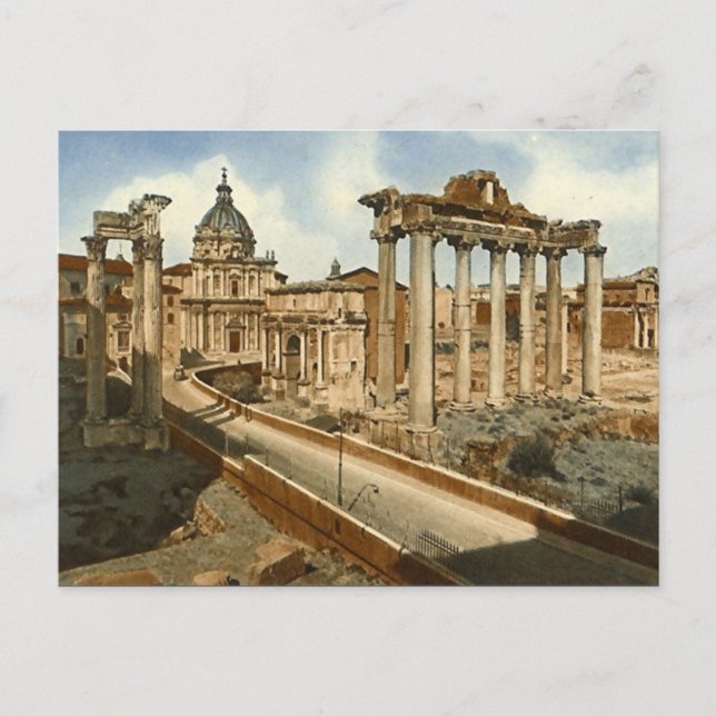 Old Postcard, Rome, the Forum and Temple of Saturn Postcard (Front)