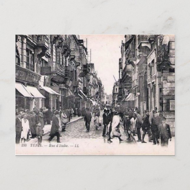 Old Postcard - Rue d'Italie, Tunis (Front)