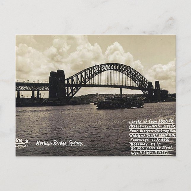 Old Postcard - Sydney Harbor Bridge (Front)