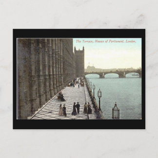 Old Postcard - Terrace, Houses of Parliament, Lond
