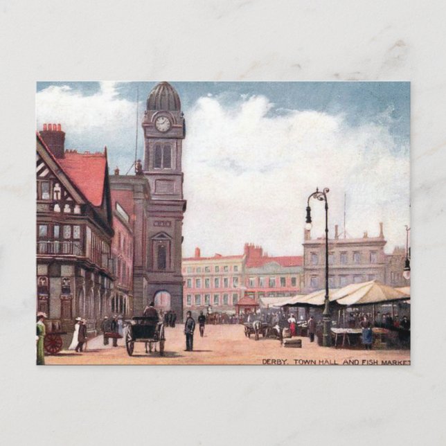 Old Postcard - Town Hall, Derby (Front)