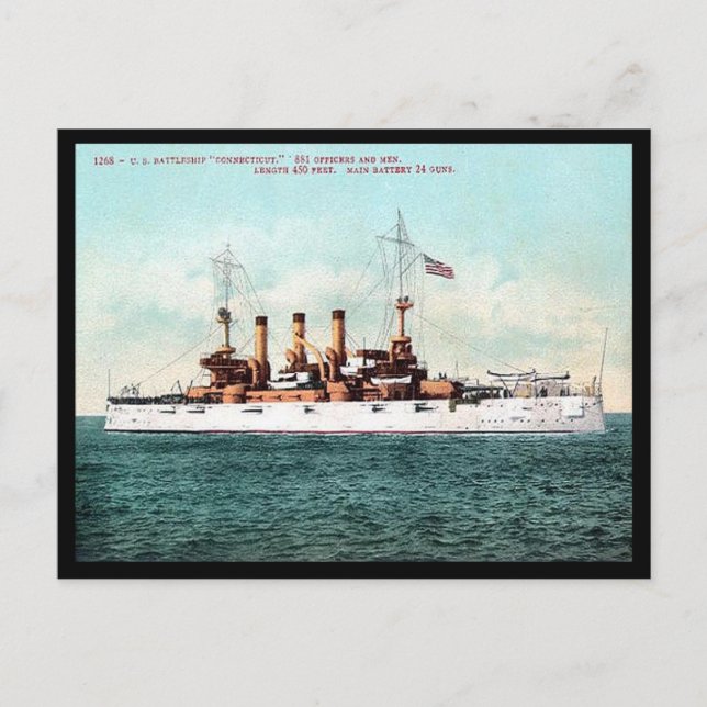 Old Postcard - US Battleship "Connecticut" (Front)