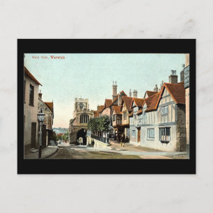 Old Postcard, Warwick, West Gate in 1905 Postcard
