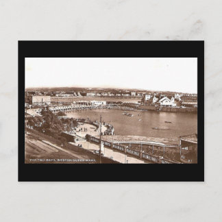 Old Postcard, Weston-super-Mare, Two Bays Postcard