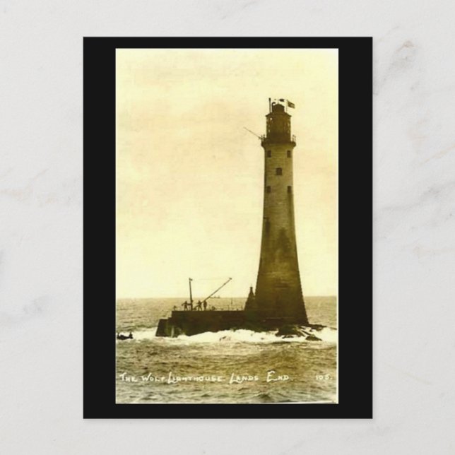 Old Postcard - Wolf Rock Lighthouse, Land's End (Front)
