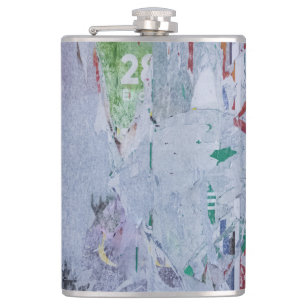 Old posters winter look white green grey red 28 hip flask