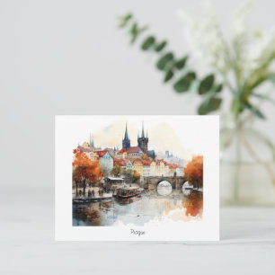Old Prague Watercolor – Painted Postcard