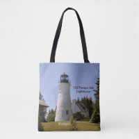 Old Presque Isle Lighthouse all over tote bag