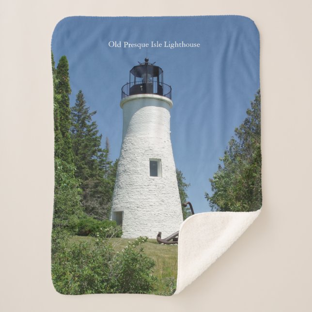 Old Presque Isle Lighthouse sherpa blanket (Front)