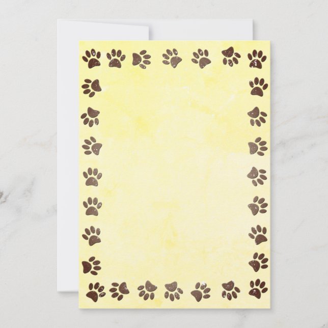 Old Print Paper Texture Paw Prints Base For Invitation (Front)