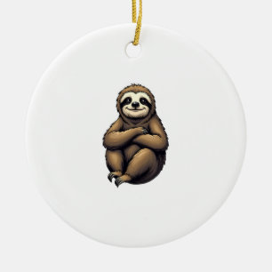 Old Print Sloth Art Vintage Graphic 2 Ceramic Tree Decoration